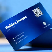 Carte De Visite Modern Blue Gradient Business Card with QR Code