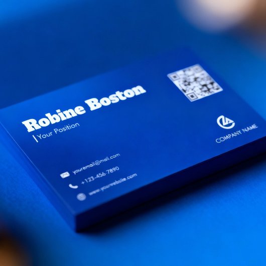Carte De Visite Modern Blue Gradient Business Card with QR Code