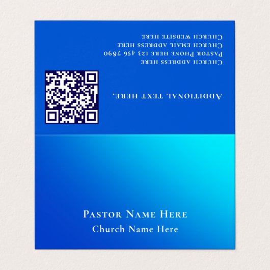 Carte De Visite Modern Blue Gradient Custom Text QR Code Pastor (Extérieur déplié)