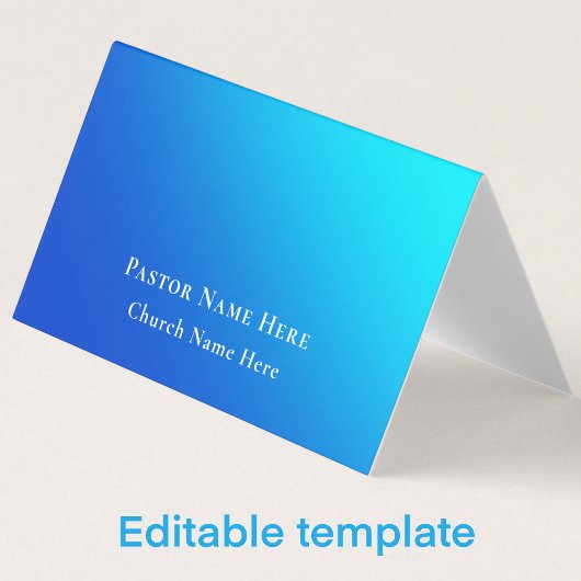 Carte De Visite Modern Blue Gradient Custom Text QR Code Pastor