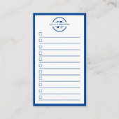Carte De Visite Modern Blue Monogram Name To Do List (Devant)