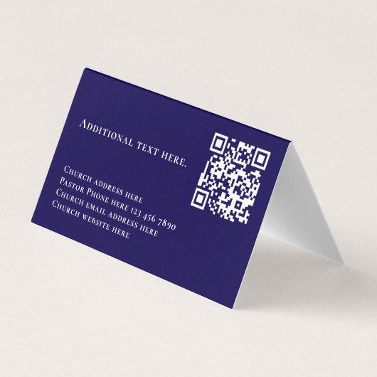 Carte De Visite Modern Blue Nebula Custom Text QR Code Pastor (Dos)