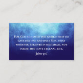 Carte De Visite Modern Blue Nebula John 3:16 Bible Scripture (Devant)