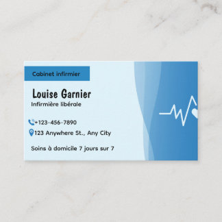 Carte De Visite Modern Blue Nurse Business Card | Home Care Health