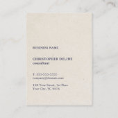 Carte De Visite Modern Blue Texture Beige Bold White Monogram (Dos)