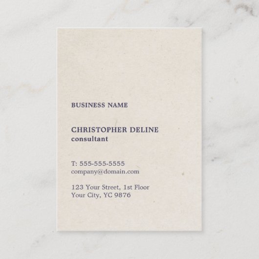 Carte De Visite Modern Blue Texture Beige Bold White Monogram (Dos)