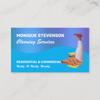 Carte De Visite Modern blue tone cleaning service 