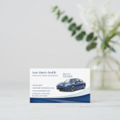 Carte De Visite Modern Blue Wave Car Sales Commercial (Debout devant)