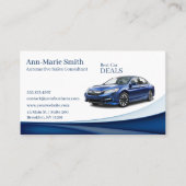Carte De Visite Modern Blue Wave Car Sales Commercial (Devant)