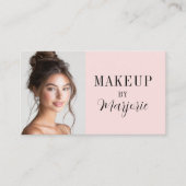 Carte De Visite Modern Blush Pink Black Script Photo Makeup (Devant)
