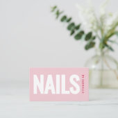 Carte De Visite Modern Blush Pink Nail Salon QR Code (Debout devant)