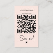 Carte De Visite Modern blush pink order thank you QR code (Dos)
