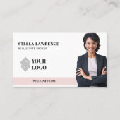 Carte De Visite Modern BLUSH Professional Real Estate Agent Photo (Devant)