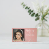 Carte De Visite Modern Boho Botanical Photo Script Dusty Rose (Debout devant)