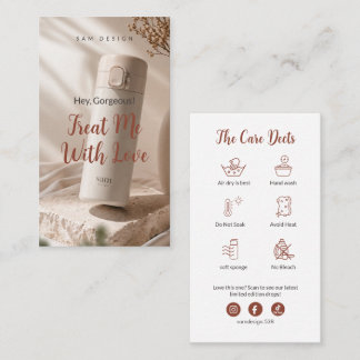 Carte De Visite Modern Boho Terracotta Photo Tumbler Care Card
