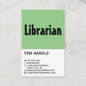 Carte De Visite Modern Bold, Bibliothécaire (Devant)