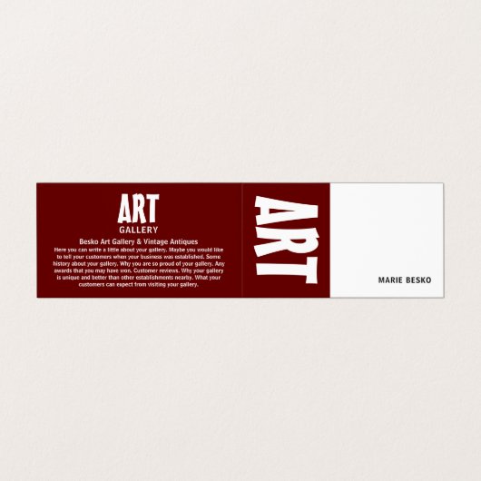 Carte De Visite Modern Bold, Concessionnaire d'art, Détail (Extérieur déplié)