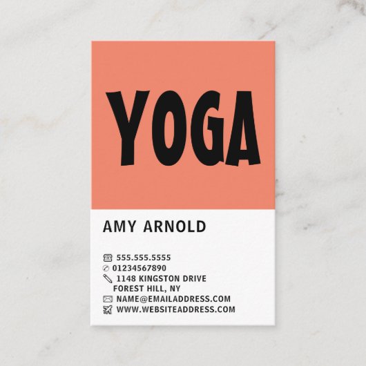 Carte De Visite Modern Bold, Instructeur de Yoga (Devant)