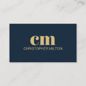 Carte De Visite Modern Bold Monogram QR code Navy Blue Consultant (Devant)