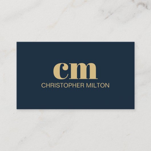Carte De Visite Modern Bold Monogram QR code Navy Blue Consultant (Devant)