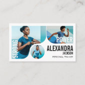Carte De Visite Modern Bold Personal Trainer Fitness Photos QR (Devant)