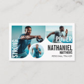 Carte De Visite Modern Bold Personal Trainer Fitness Photos QR (Devant)