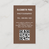 Carte De Visite Modern Bold Stylish Typographie Photographie code  (Dos)