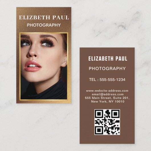 Carte De Visite Modern Bold Stylish Typographie Photographie code  (Devant / Derrière)
