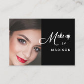 Carte De Visite Modern Bold White Script Photo Makeup (Devant)