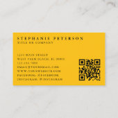 Carte De Visite Modern Bold Yellow Floral Custom Logo QR Code (Dos)