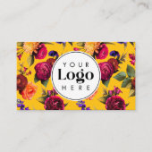 Carte De Visite Modern Bold Yellow Floral Custom Logo QR Code (Devant)