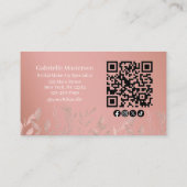 Carte De Visite Modern Botanical Dusty Rose Boho Photo QR Code (Dos)