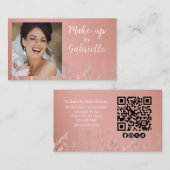 Carte De Visite Modern Botanical Dusty Rose Boho Photo QR Code (Devant / Derrière)