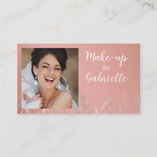 Carte De Visite Modern Botanical Dusty Rose Boho Photo QR Code (Devant)