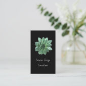 Carte De Visite Modern Botanical Succulent QR code Black (Debout devant)
