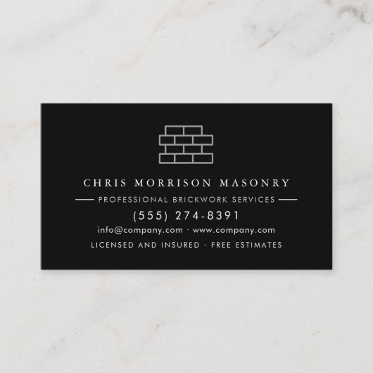 Carte De Visite Modern Bricklayer Brick Masonry Company QR Code (Devant)