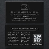 Carte De Visite Modern Bricklayer Brick Masonry Company QR Code