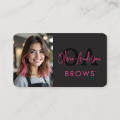 Carte De Visite Modern Brows Artist Hot Pink and Black (Devant)