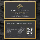 Carte De Visite Modern Building Contractor Metal QR Code