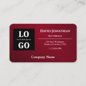 Carte De Visite Modern Burgundy Custom Logo and QR Code  (Devant)