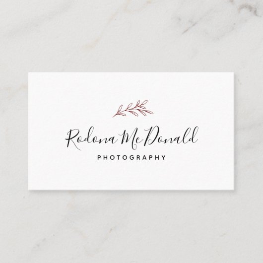 Carte De Visite Modern Burgundy Greenery Professional (Devant)