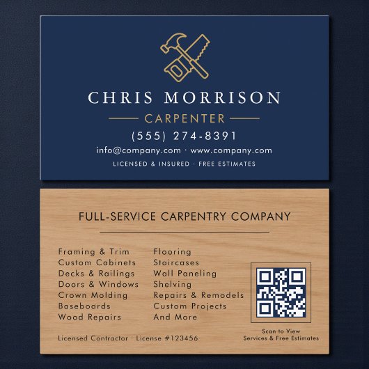 Carte De Visite Modern Carpenter QR Code
