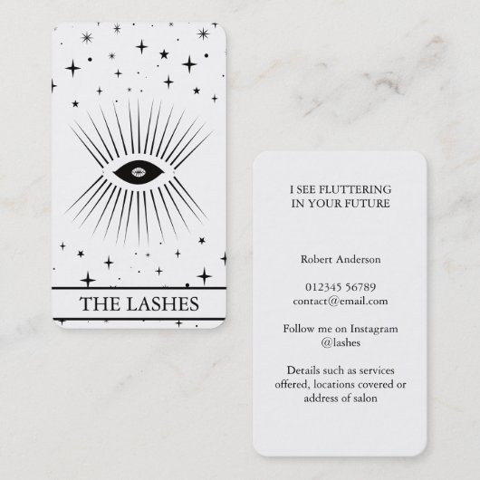 Carte De Visite Modern Celestial Eye Tarot Lashes Black  (Devant / Derrière)