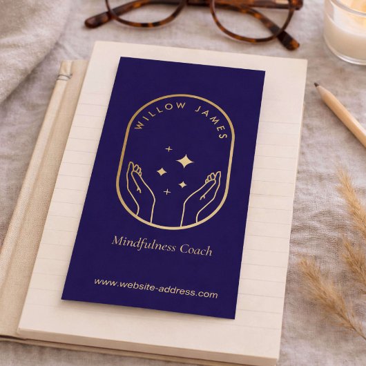 Carte De Visite Modern Celestial Mindfulness Life Coach Deep Blue