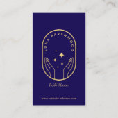 Carte De Visite Modern Celestial Reiki Master Healing Hands Blue (Devant)