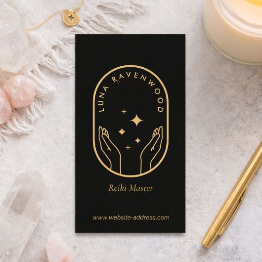 Carte De Visite Modern Celestial Reiki Practitioner Healing Hands 