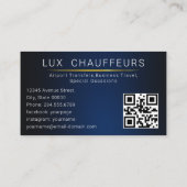 Carte De Visite Modern Chauffeur Driver Royal Gold Border QR Code (Dos)