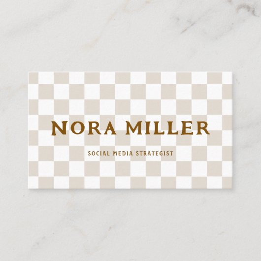 Carte De Visite Modern Checkered Pattern Retro Influencer QR Code (Devant)