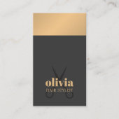Carte De Visite Modern Chic Faux Copper Grey Bold Hairstylist (Devant)
