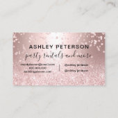 Carte De Visite Modern Chic Glam Rose Gold Glitter Party Rentals (Dos)